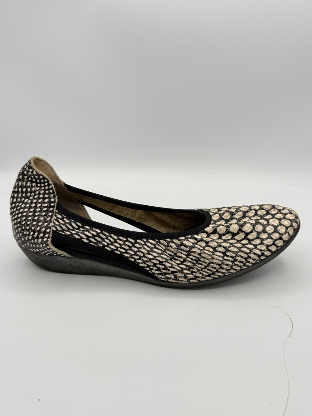 Arche Onange Black White Ballet Flats Cut Out Comfort Leather 38